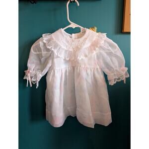 Girls vintage pastel floral dress lace 80s 90s frilly 4t Easter birthday party